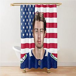 NHL Tropical flag USA Quinn Hughes Vancouver Canucks Shower Curtain