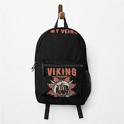 Viking Blood Runs Through My Veins Axe Sword Valhalla Viking History Norse Ragnar Lothbrok Nordic Backpack