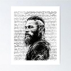 Ragnar Lothbrok Style Viking Warrior - Norse Mythology Legend Sketch Poster