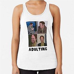 Funny The Office - Dwight Schrute - Rainn Wilson Adulting Racerback Tank Top