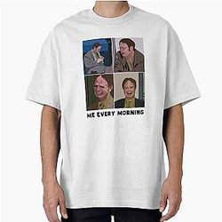 Funny The Office Illustration - Dwight Schrute - Rainn Wilson Me Every Morning Oversized T-Shirt