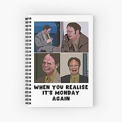 Funny The Office Illustration by Rainn Wilson - Dwight Schrute, Monday Again Spiral Notebook