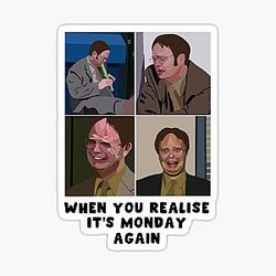 Funny The Office Illustration - Rainn Wilson - Dwight Schrute - Monday Sticker
