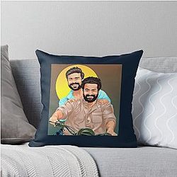RRR Ram Charan and Jr. NTR Friendship Throw Pillow