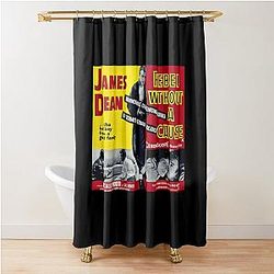Retro Poster - Rebel Without Cause - No Transparency Shower Curtain