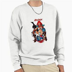 Red Sonja Warrior Queen - Bloody Sword Slain Beast Fantasy Comic Heroine Art Pullover Sweatshirt