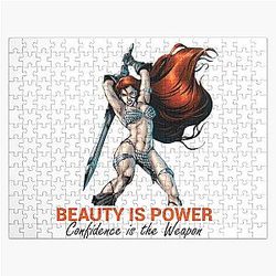 Beauty Is Power Red Haired Sonja Art Red Vixen Energy Jigsaw Puzzle
