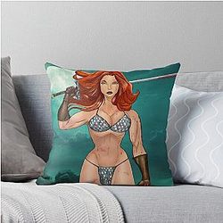 Red Sonia Throw Pillow