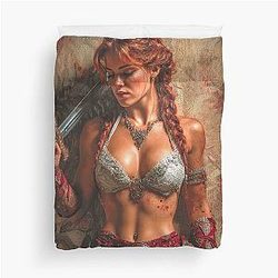 Red Sonja Warrior Art - She-Devil with a Sword Duvet Cover
