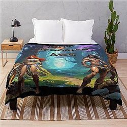 Stunning illustration of Conan and Red Woman by Dimitrije Kebara Throw Blanket