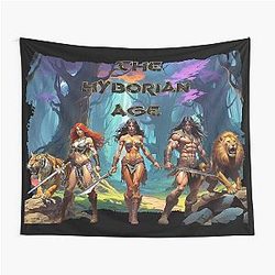 Stunning illustration of Conan, Red Sonja and Queen Belit by Dimitrije Kebara Tapestry