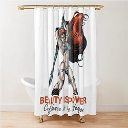 Beauty Is Power - Red Hair Sonja Art - Red Vixen Energy Shower Curtain