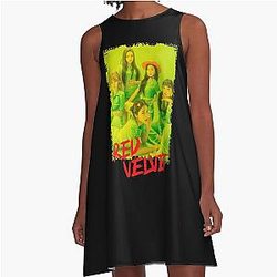 Red Velvet Kpop Group Members in Yellow Korean A-Line Dress with RGB Color Design