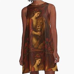 Strength Red Velvet Tarot A-Line Dress