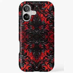 Black and Velvet Seamless Damask iPhone Case
