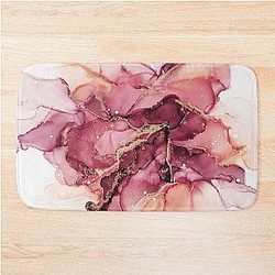 Red Velvet and Gold Abstract Bathtub Mat