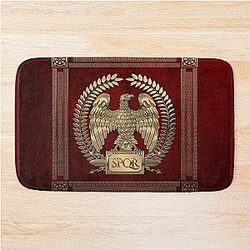 Roman Empire Gold Imperial Eagle over Red Velvet Bath Mat