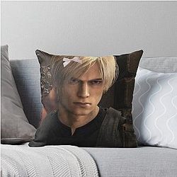 Romantic Pink Bow Leon Kennedy Resident Evil 4 Remake Throw Pillow