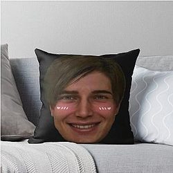 Blushing Leon Kennedy Resident Evil 4 Remake Throw Pillow