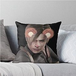 Snapchat Filtered Leon S. Kennedy Resident Evil 4 Gamer Throw Pillow
