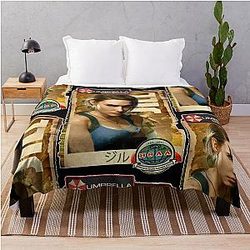 Resident Evil Jill Valentine Classic Gaming Art Throw Blanket