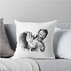 Rick Grimes - Black White Throw Pillow