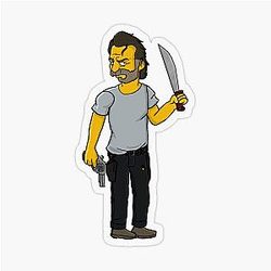 Rick Grimes Simpson Transparent Sticker