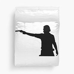Rick Grimes Aiming His Revolver Duvet Cover