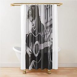 RIVER PHOENIX PLAYING GUITAR WITH MELANCHOLIC AIR SHOWER CURTAIN
