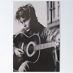 River Phoenix Playing Guitar with Melancholic Air Poster