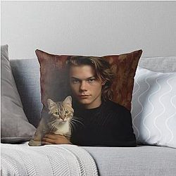 River Phoenix with His Cat Throw Pillow
