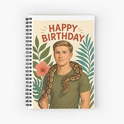 Robert Irwin with a Snake Birthday Greeting Spiral Notebook