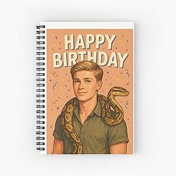 Robert Irwin Happy Birthday Celebration with Snake and Confetti Spiral Notebook