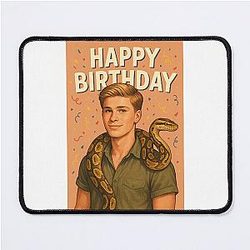 Robert Irwin Happy Birthday Celebration with Snake and Confetti Mouse Pad