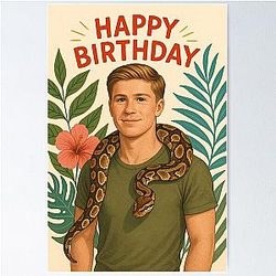 Robert Irwin with Snake Birthday Greeting Poster