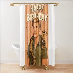 Robert Irwin Happy Birthday Celebration with Snake and Confetti Shower Curtain