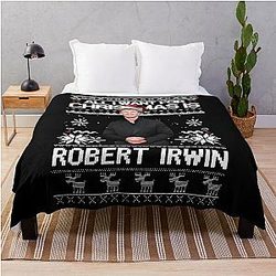 Ugly Christmas Robert Irwin Funny Wildlife Holiday Australian Conservationist Throw Blanket Sweater
