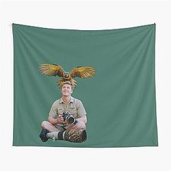 Robert Irwin with a Parrot Tapestry