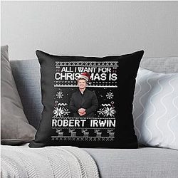 Ugly Christmas Robert Irwin Funny Wildlife Australian Conservationist Holiday Throw Pillow