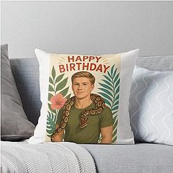 Robert Irwin with Snake Birthday Greeting Throw Pillow