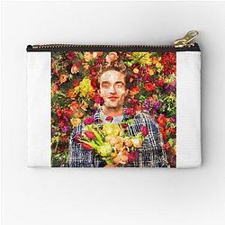 Robert Pattinson Zipper Pouch with Watercolor Flowers