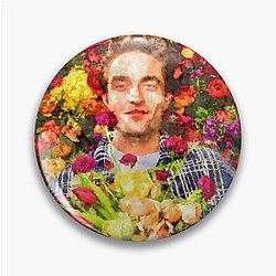 Robert Pattinson Flowers watercolor Pin