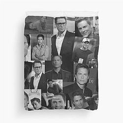 Rob Lowe Actor Black Aesthetic Collage Duvet Cover