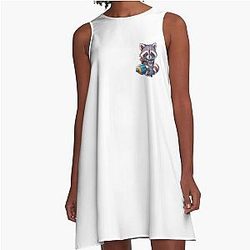Rocket Raccoon Rocket Guardians Adorable Sticker Showcasing the Cute and Powerful Superhero Must-Have for Fans of the Avengers Iconic Superhero A-Line Dress