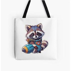 Rocket Raccoon Guardians Sticker Adorable Sticker Showcasing the Cute and Powerful Superhero Must-Have for Fans of the Avenger's Iconic Superhero All Over Print Tote Bag