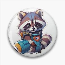 Rocket Raccoon Guardians Sticker. 

 Showcasing the Cute and Powerful Superhero Must-Have for Fans of the Avengers Iconic Superhero Pin
