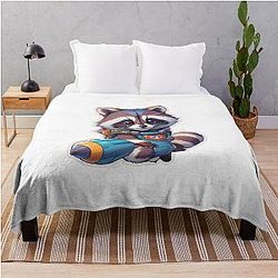 Rocket raccoon Rocket guardians Sticker Showcasing the Cute and Powerful Superhero Must Have for Fans of the Avengers Iconic Superhero Throw Blanket