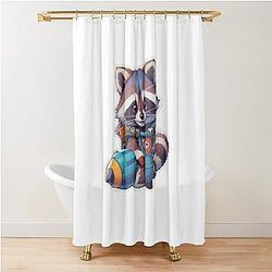 Rocket Raccoon Guardians Sticker Showcasing the Cute and Powerful Superhero Must-Have for Fans of the Avengers Iconic Superhero Shower Curtain