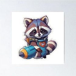 Rocket Raccoon Rocket Guardians Sticker Showcasing the Cute and Powerful Superhero Must-Have for Fans of the Avengers Iconic Superhero Poster