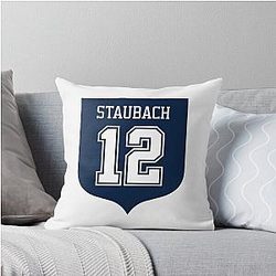 Roger Staubach 12 Emblem Throw Pillow